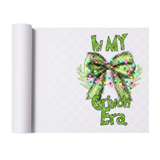 Glitter green man era bow film t shirt transfer