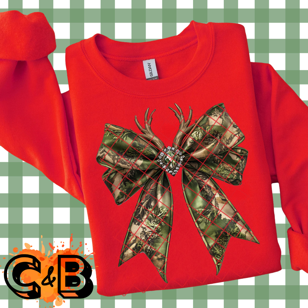 Camo Christmas Bow DTF Transfer