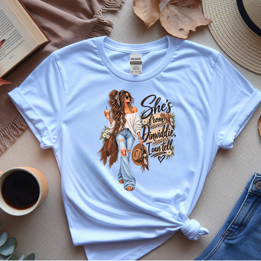 She's From Diniwddie - Premium Graphic T-Shirt for Casual Wear