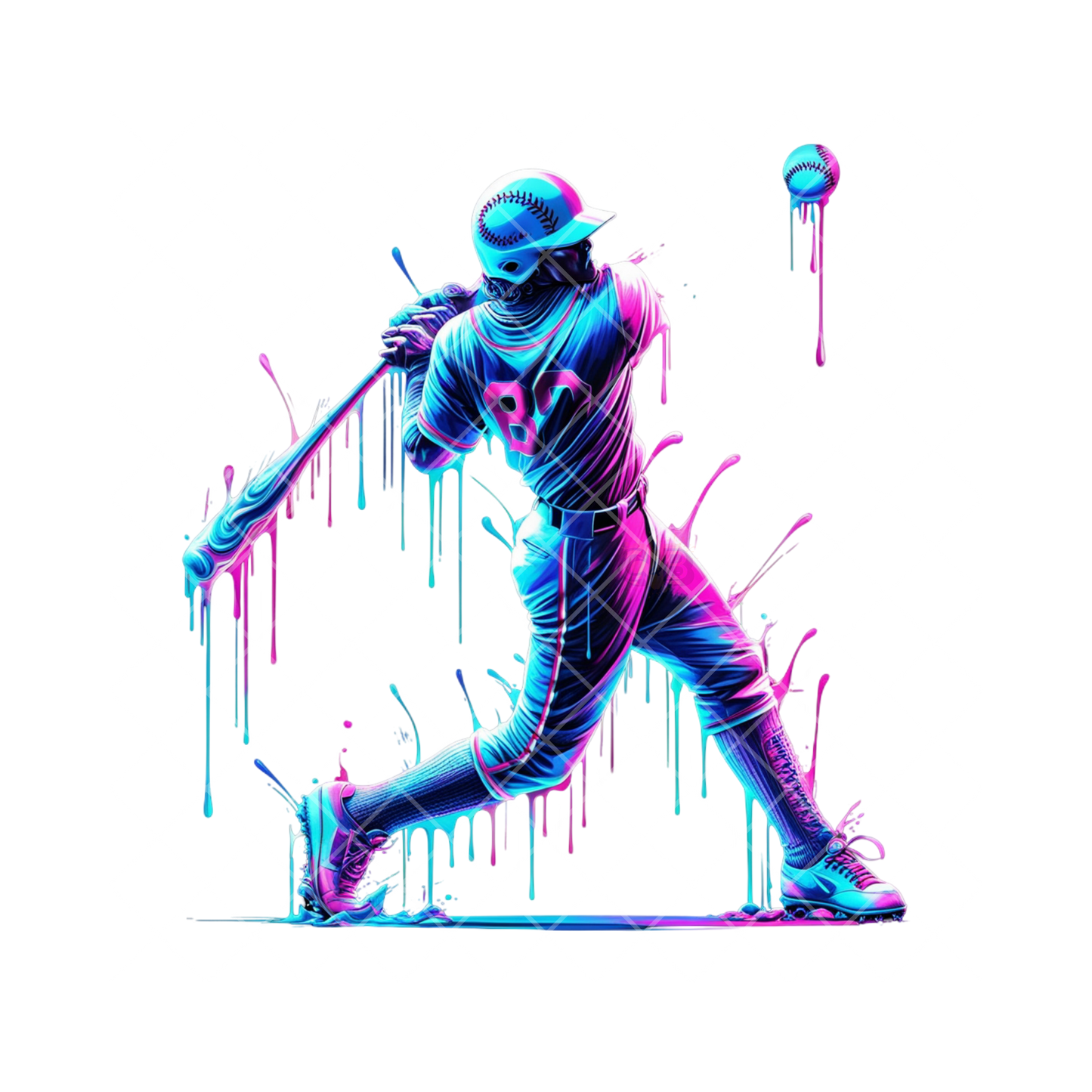 Pink Blue Drip Homerun PNG