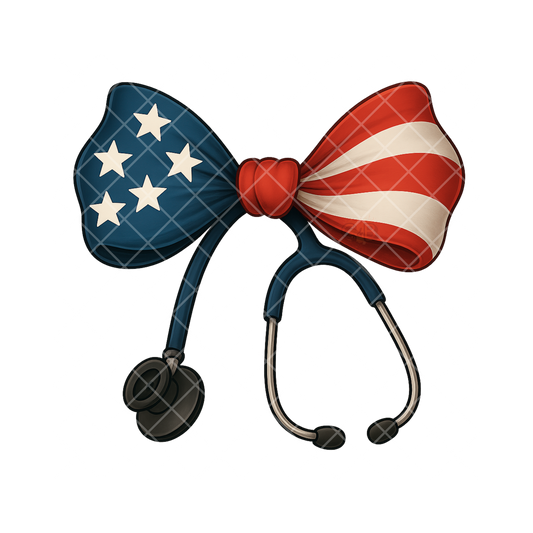 American Flag Stethoscope Bow PNG