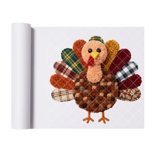 Quilted Turkey Faux Fabric - Ready To Press Print Transfer for Apparel, Cotton, Polyester & Blends - High-Quality Print- Commercial Grade