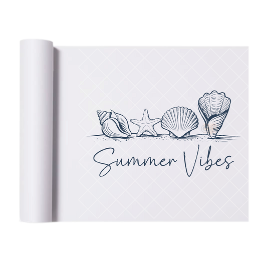 Summer Vibes Beach Doodled Shells - Direct Print Film Transfer for Trendy T-Shirts, Cotton, Polyester & Blends - High-Quality Print