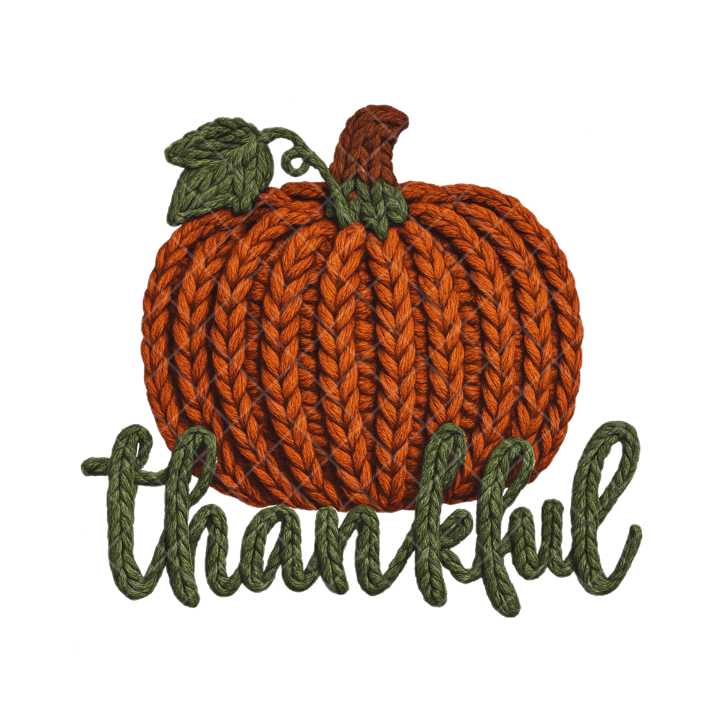 Thanksgiving Pumpkin Faux Crochet PNG File