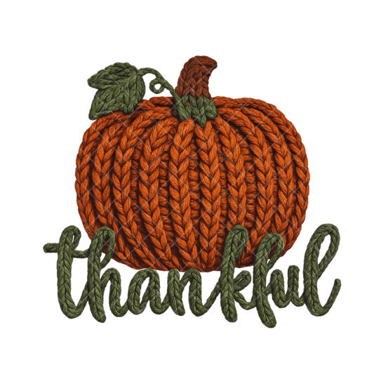 Thanksgiving Pumpkin Faux Crochet PNG File