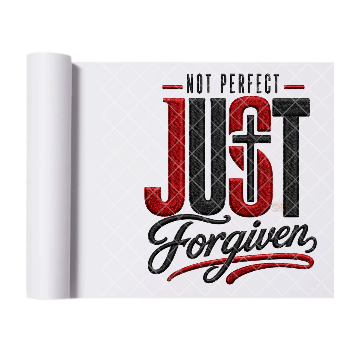 Faux Stitch Forgiven Black and Red - Direct-To-Film Heat Transfer for T-Shirts, Cotton, Polyester & Blends - High-Quality Print