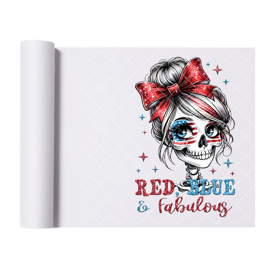 Red, Blue & Fabulous - Direct Print Film Transfer for Trendy T-Shirts, Cotton, Polyester & Blends - High-Quality Print