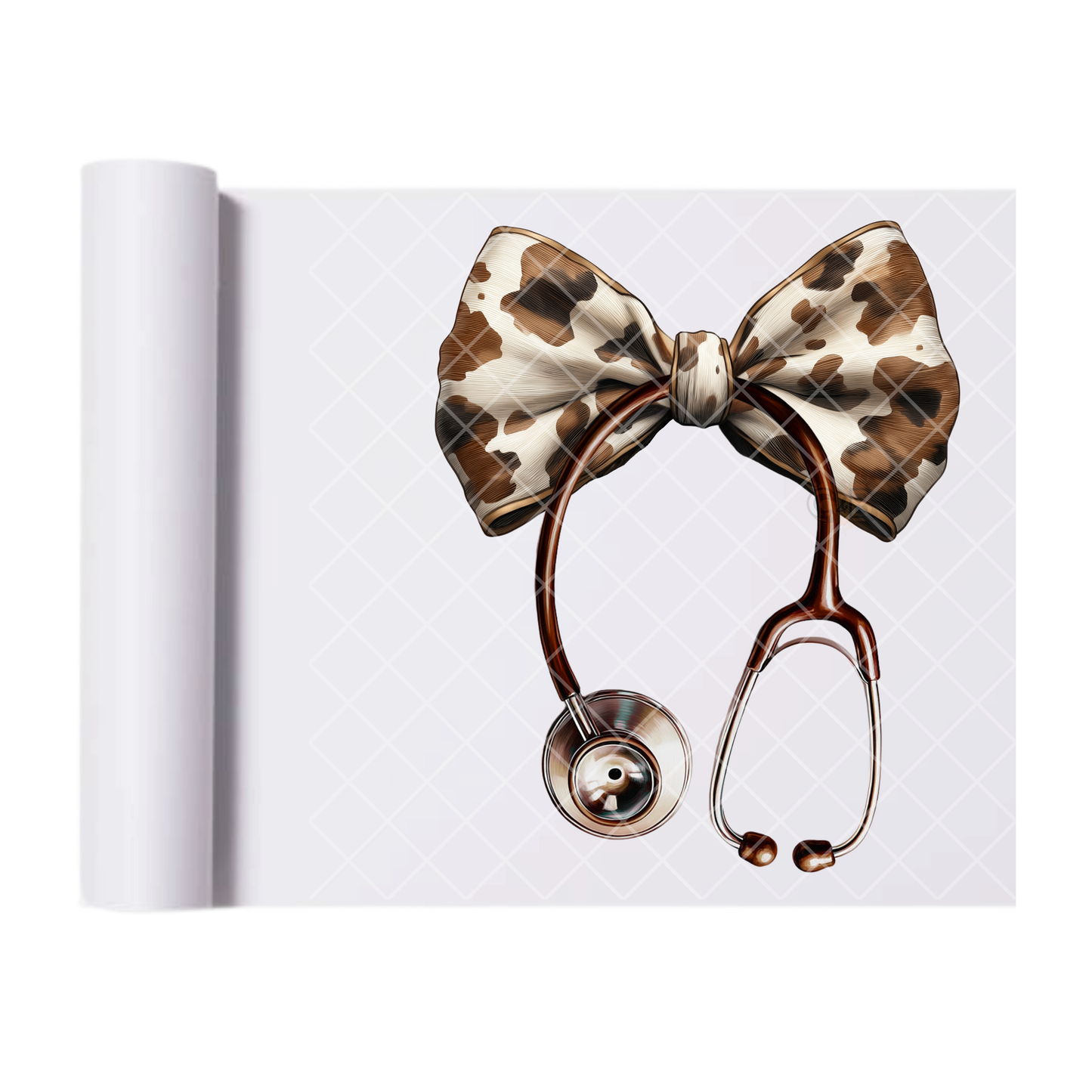 Cow Print Nurse Bow - Direct Print Film Transfer for T-Shirts, Cotton, Polyester & Blends - High-Quality Print