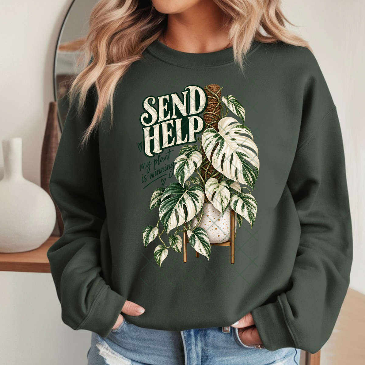 Send Help My Plant Is Winning Variegated Monstera - Premium Graphic T-Shirt for Casual Wear