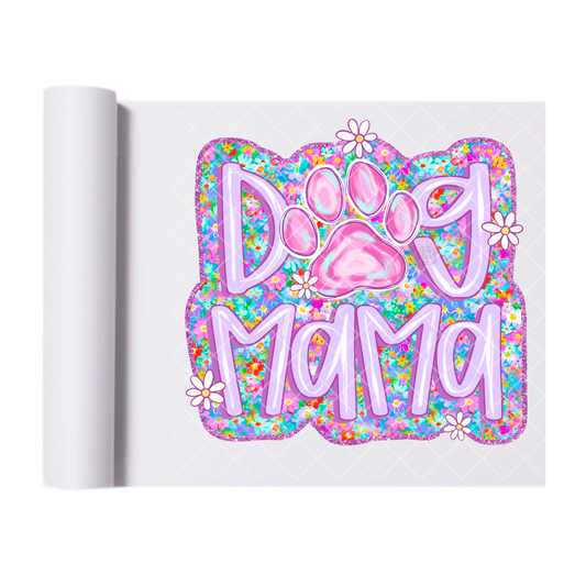 Purples Dog Mama - Direct Print Film Transfer for Trendy T-Shirts, Cotton, Polyester & Blends - High-Quality Print