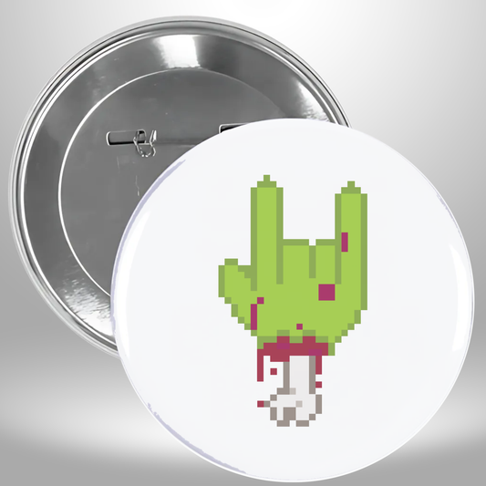 8 Bit Zombie Rock On Pinback Button