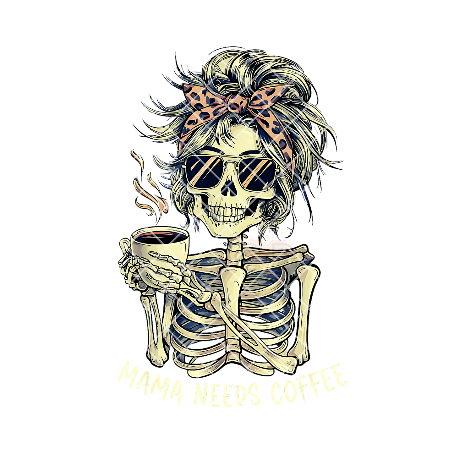 Skeleton coffee mom PNG