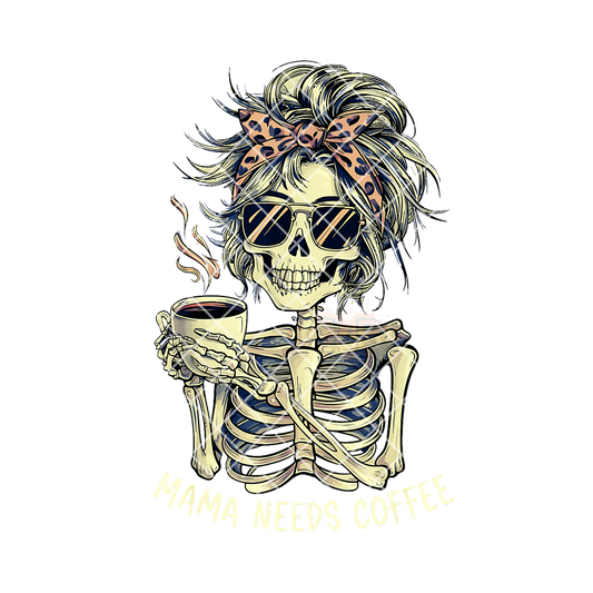 Skeleton coffee mom PNG