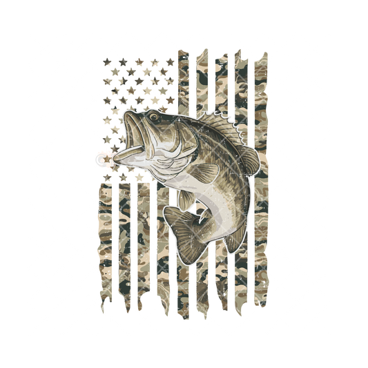 Camo Flag With Bass Fishing PNG