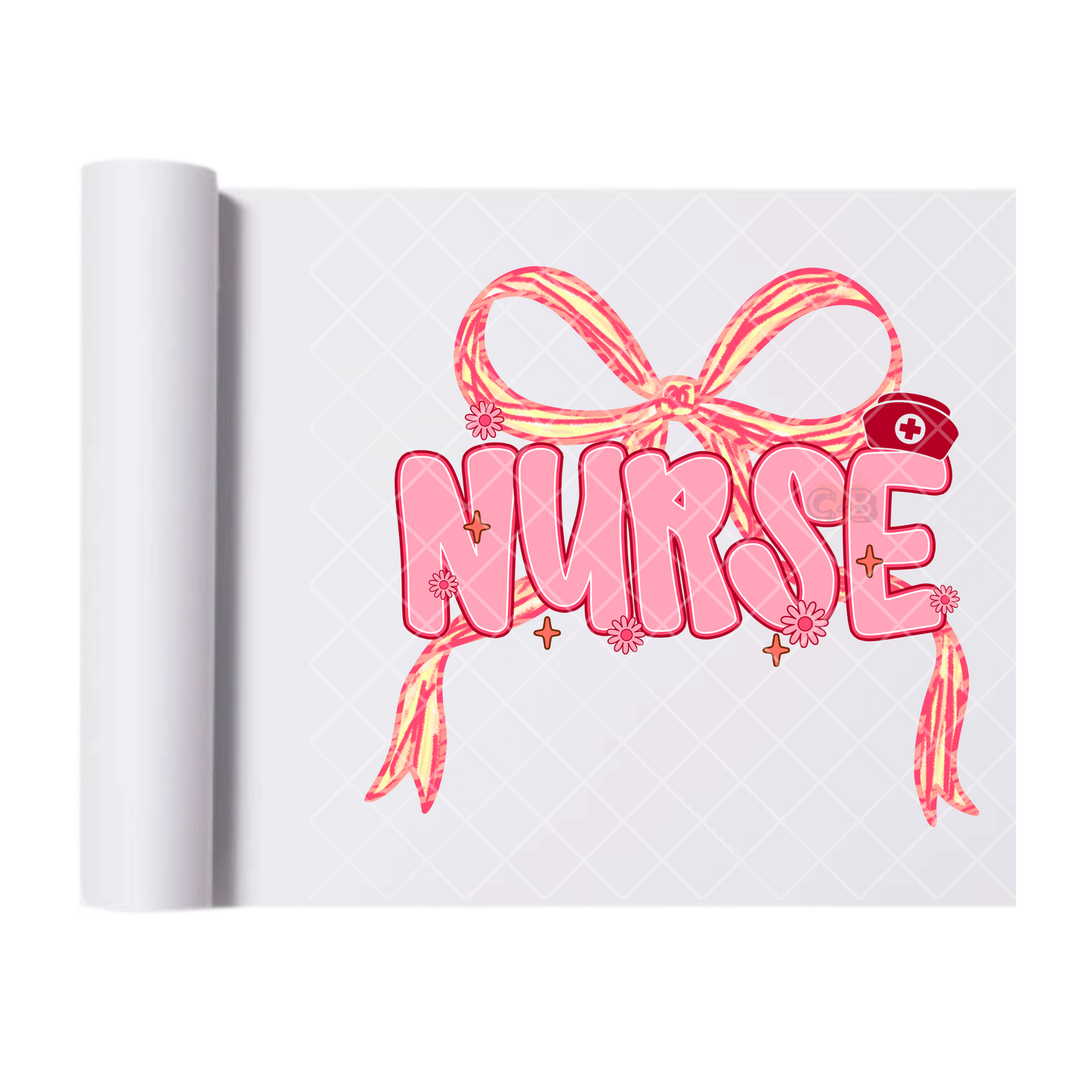 Pink and Red Nurse Bow - Direct Print Film Transfer for T-Shirts, Cotton, Polyester & Blends - High-Quality Print