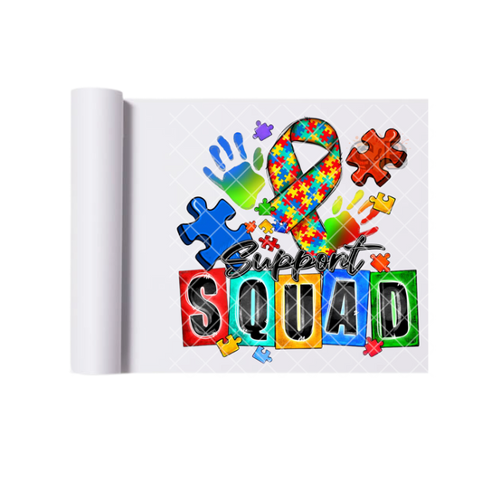 Support Squad Ribbon Autism Awareness DTF Transfer