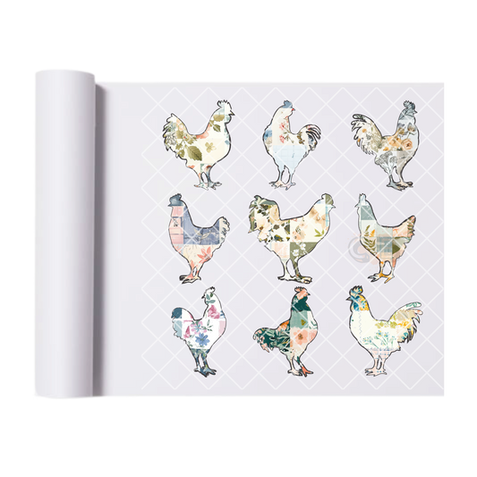 Chicken quilt silhouette DTF transfer-high quality transfer for printing