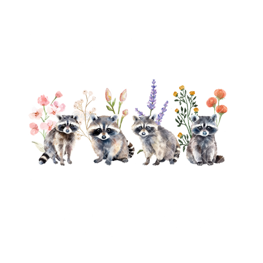 Wildflower Racoons PNG