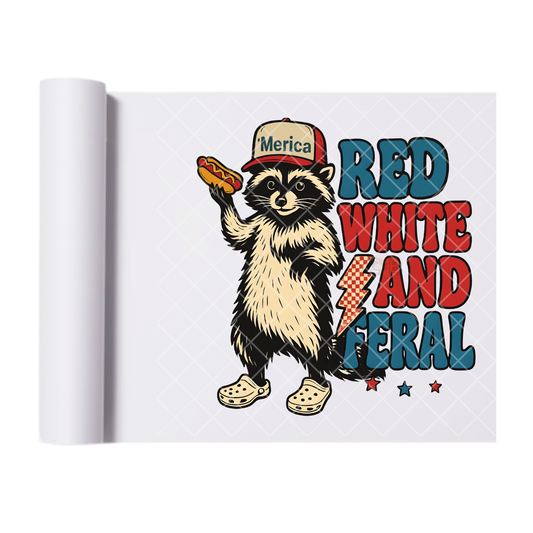 Patriot Raccoon Hotdog - Direct Print Film Transfer for Trendy T-Shirts, Cotton, Polyester & Blends - High-Quality Print