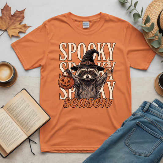 Spooky Season Raccoon - Premium Graphic T-Shirt for Casual Wear