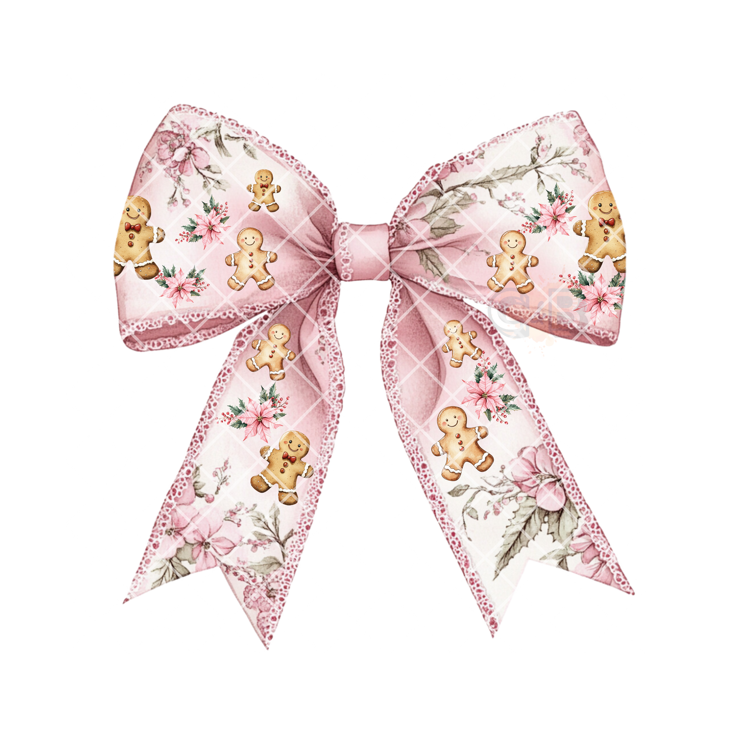 Pink Gingerbread Man Bow PNG