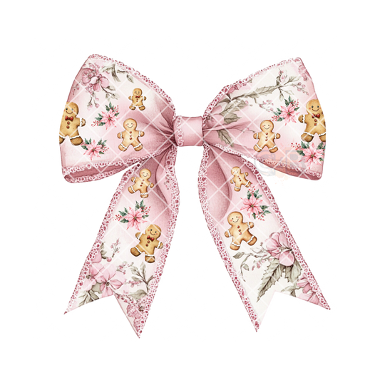 Pink Gingerbread Man Bow PNG