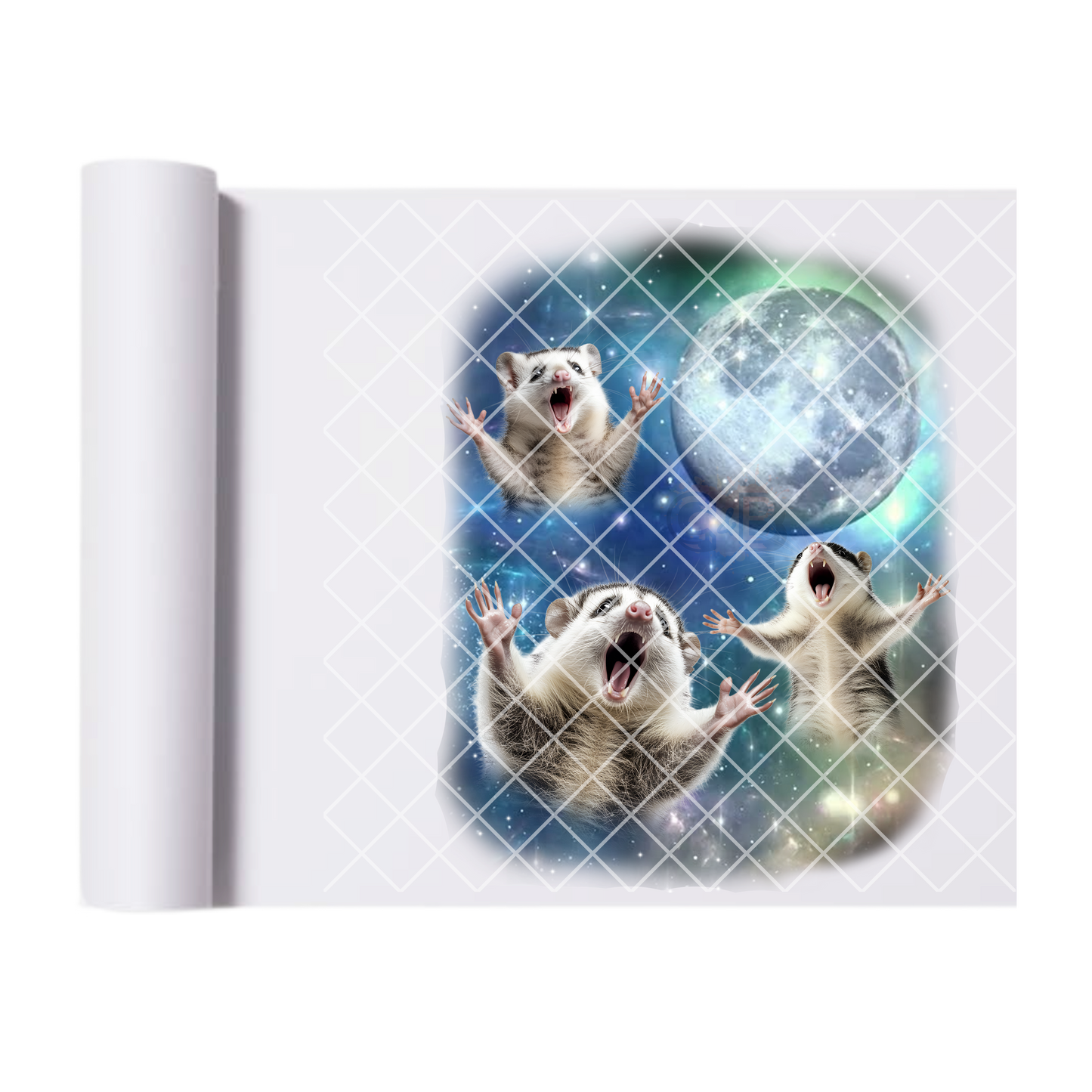 Opossum moon glam DTF film t shirt transfer