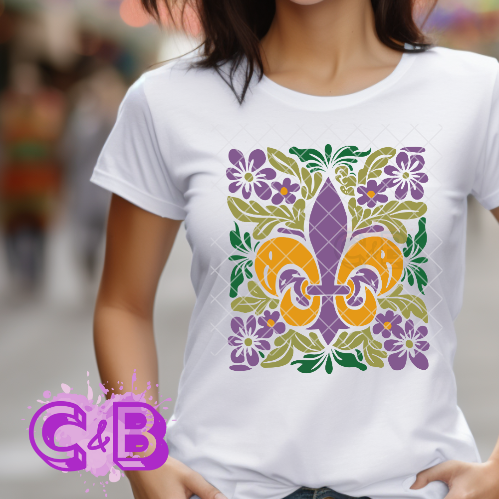 Mardi Gras decorative pattern DTF film t shirt transfer