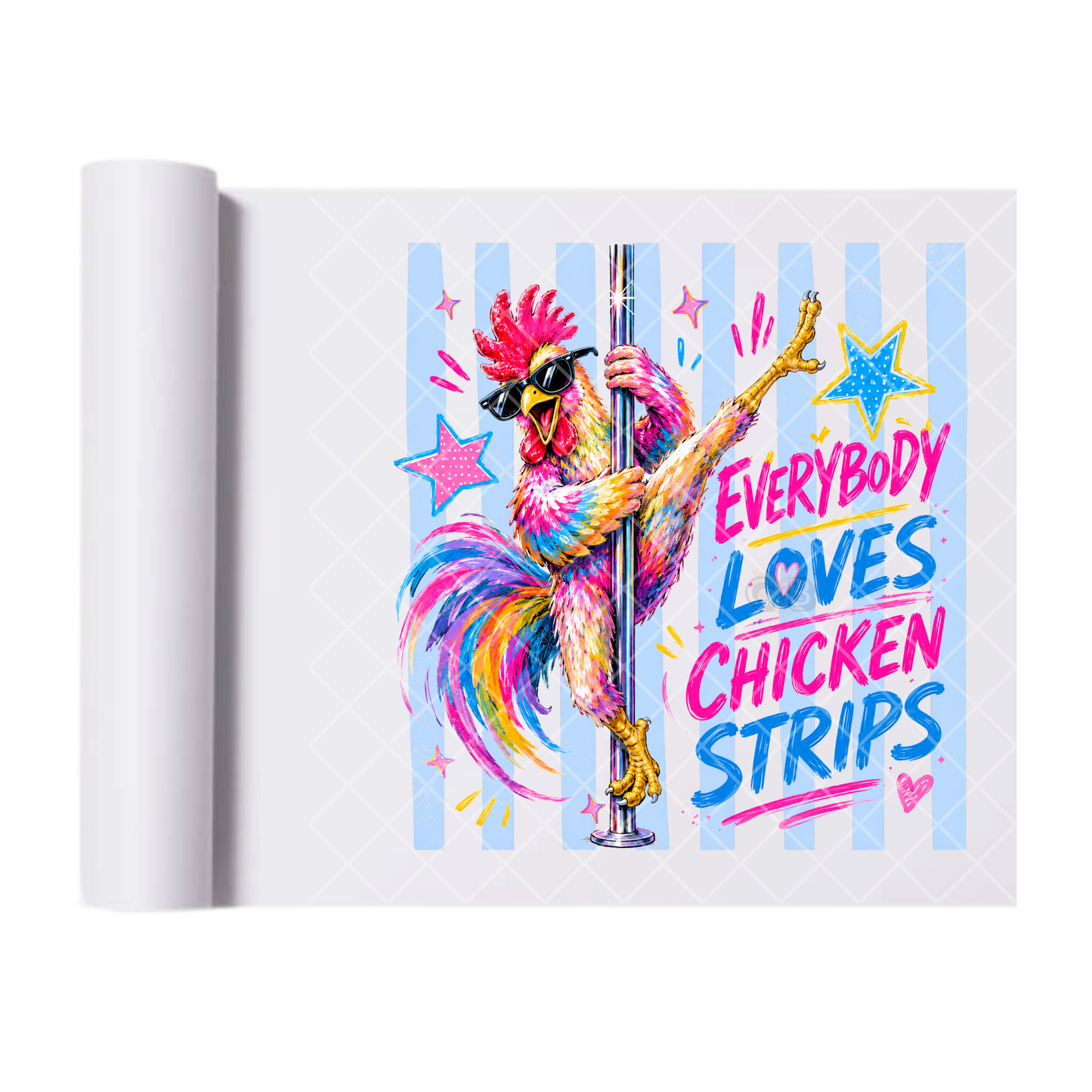 Chicken Strips Lines - Direct Print Film Transfer for Trendy T-Shirts, Cotton, Polyester & Blends - High-Quality Print