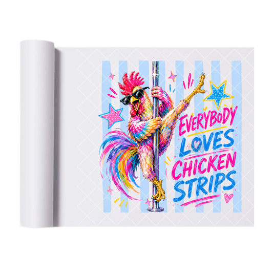 Chicken Strips Lines - Direct Print Film Transfer for Trendy T-Shirts, Cotton, Polyester & Blends - High-Quality Print
