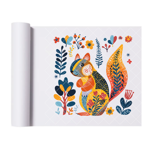 Pattern Squirrel Autumn - Direct Print Film Transfer for Trendy T-Shirts, Cotton, Polyester & Blends - High-Quality Print