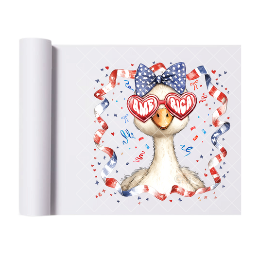 Patriotic Goose America Shades - Direct Print Film Transfer for Trendy T-Shirts, Cotton, Polyester & Blends - High-Quality Print