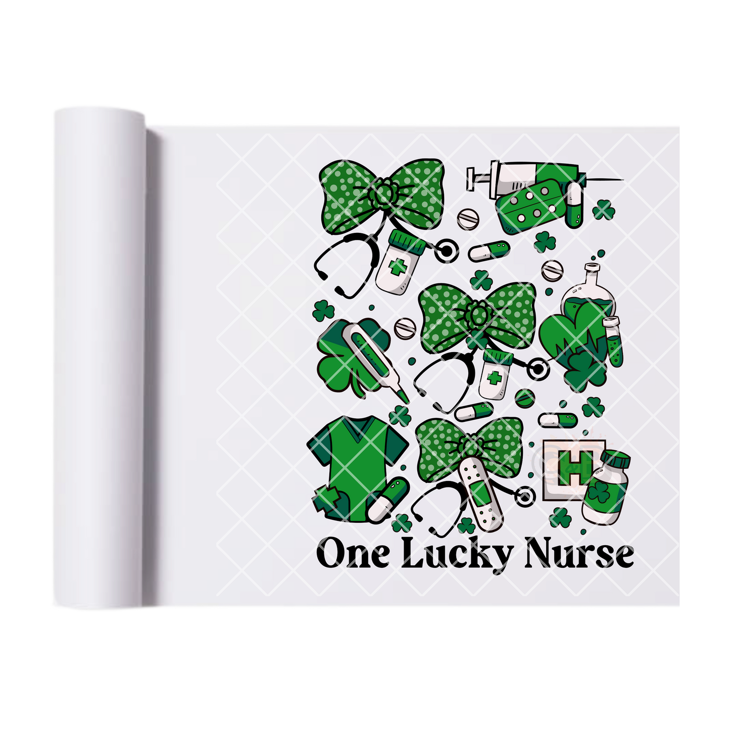 One Lucky Nurse Clovers- Direct Print Film Transfer for T-Shirts, Cotton, Polyester & Blends - High-Quality DTF Print