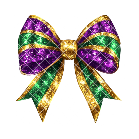 Mardi Gras glitter bow PNG