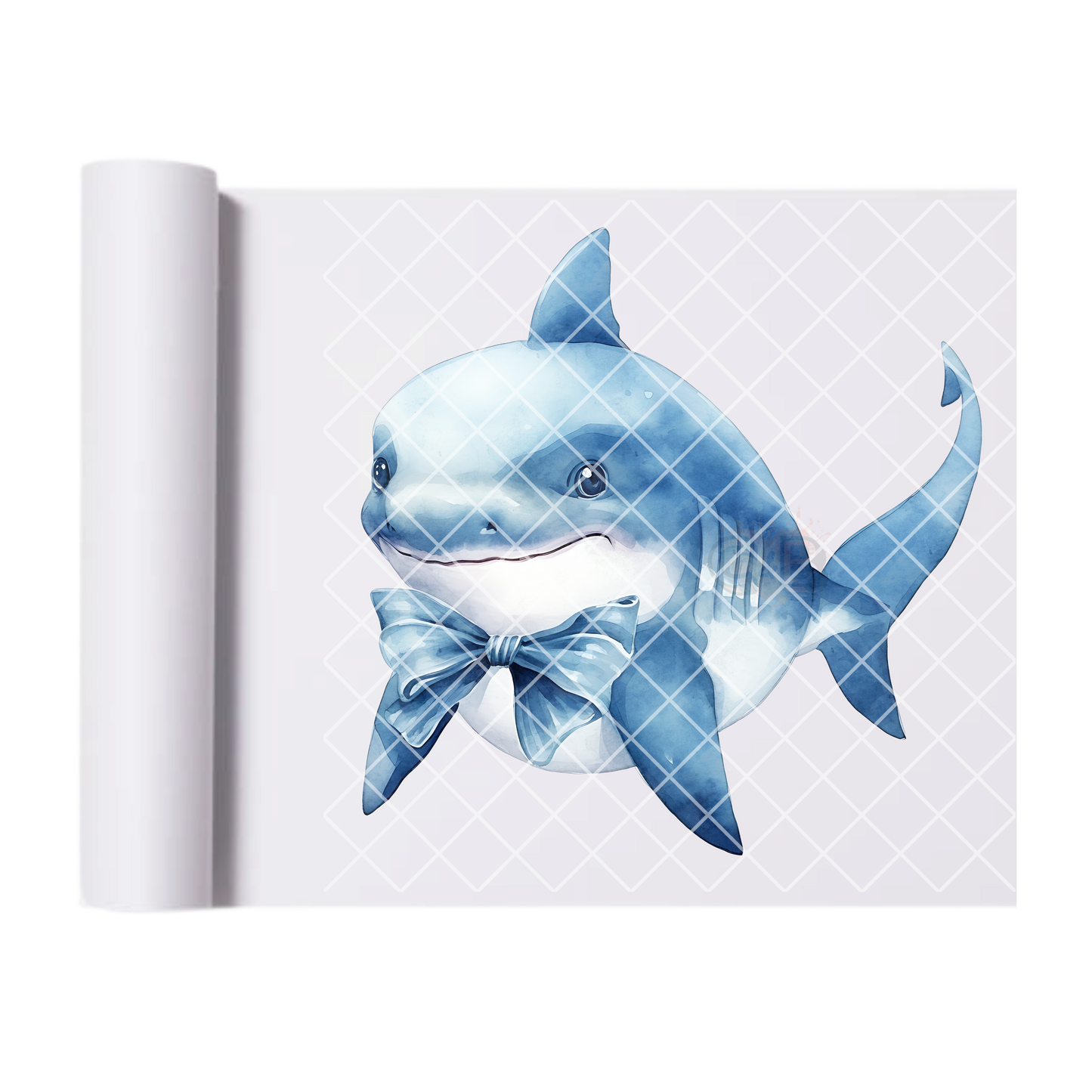 Fat shark with blue bow DTF transfer-high quality transfer for printing