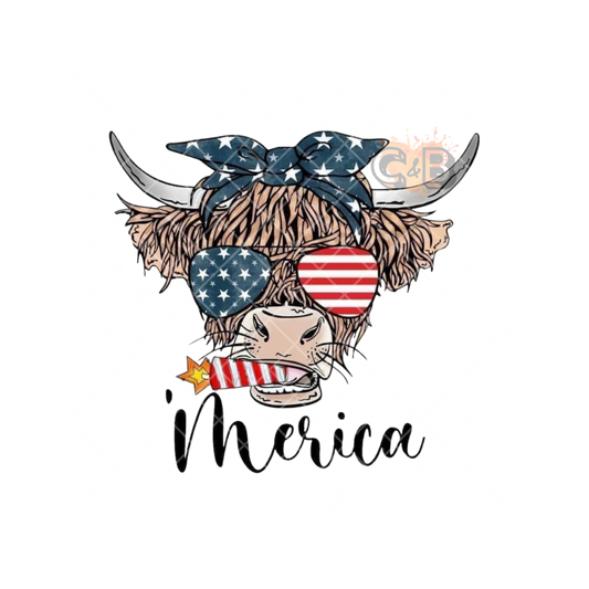 Merica 4th Of July Steer PNG