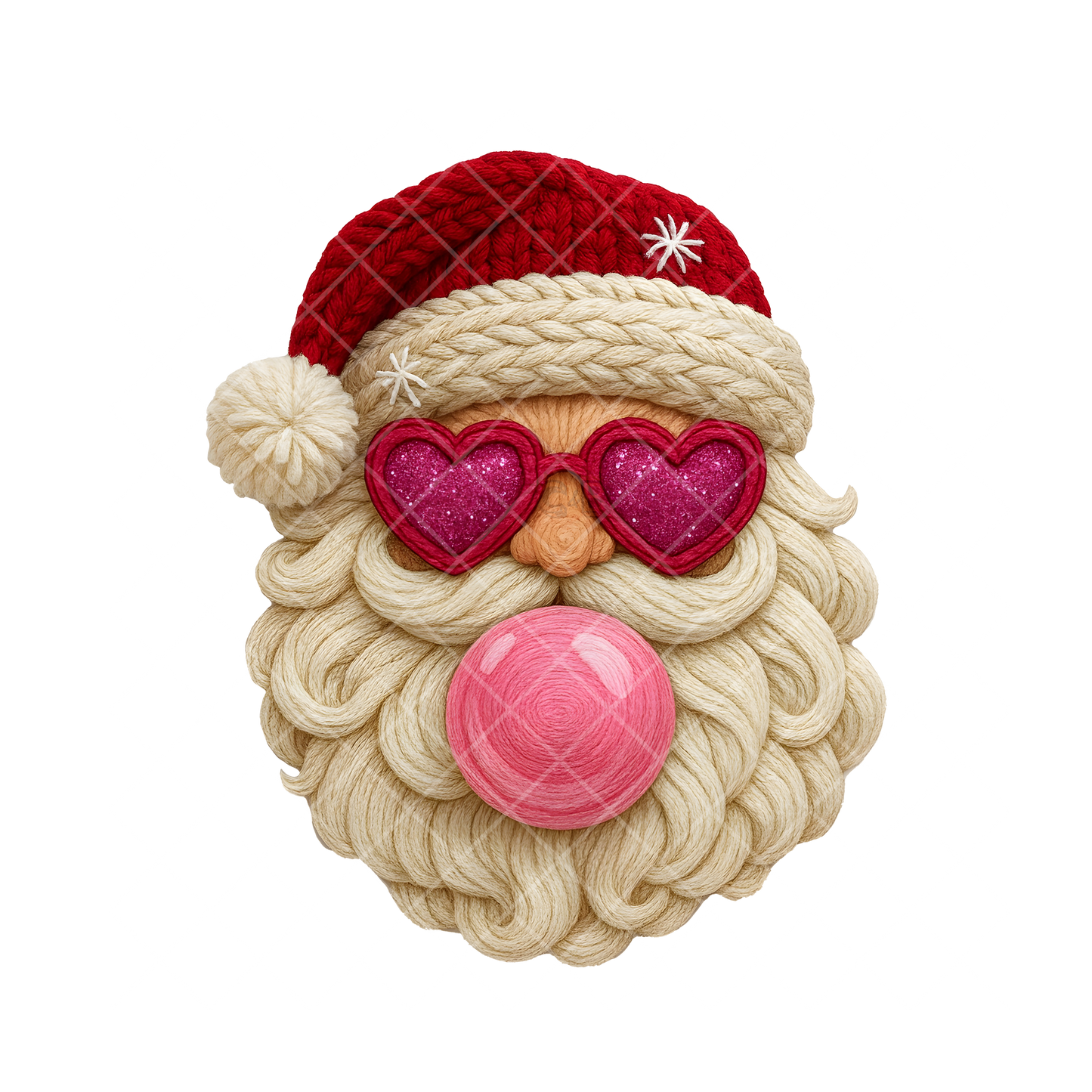 Santa Gum Heart Faux Crochet PNG File