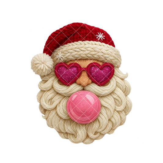Santa Gum Heart Faux Crochet PNG File