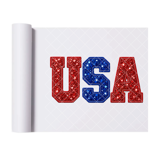 Faux Stitched USA - Direct Transfer Print, Ready To Press For T-Shirts, Cotton, Polyester & Blends - Tshirt Business Quality