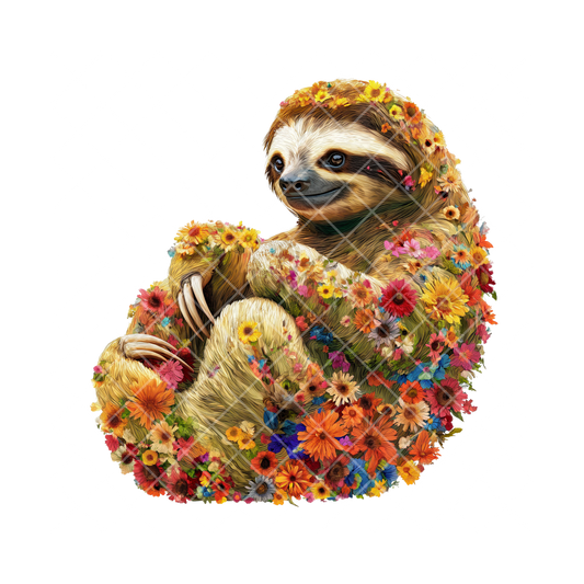 Floral Sloth PNG
