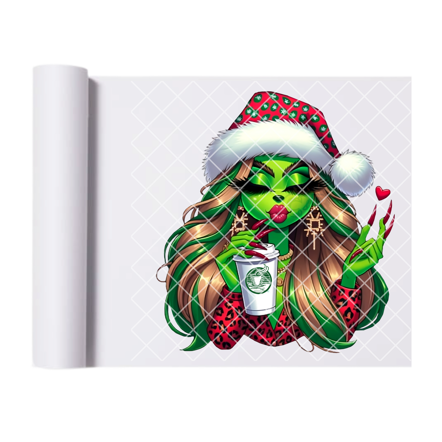 Green Girl Christmas Hair Green Highlights film t shirt transfer