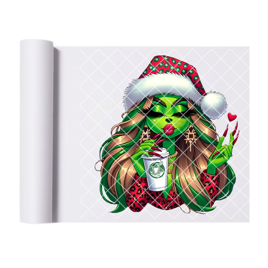 Green Girl Christmas Hair Green Highlights film t shirt transfer