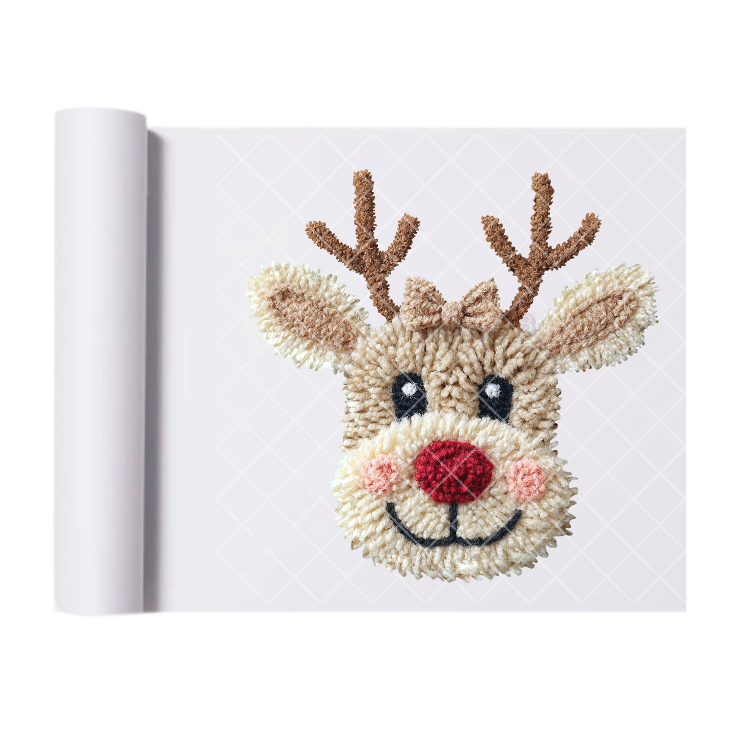 Rudolph Reindeer Faux Crochet - Direct-To-Film Heat Transfer for T-Shirts, Cotton, Polyester & Blends - High-Quality Print