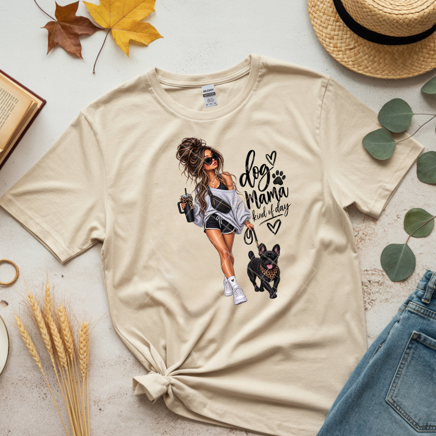 Dog Mama Frenchie - Direct Transfer Print, Ready To Press For T-Shirts, Cotton, Polyester & Blends - Tshirt Business Quality