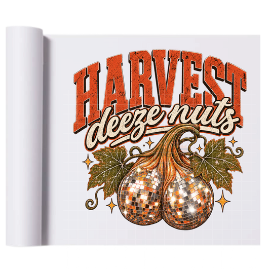 Distressed Harvest Deeze Disco Pumpkin - Ready To Press Print Transfer for Apparel, Cotton, Polyester & Blends - High-Quality Print- Commercial Grade