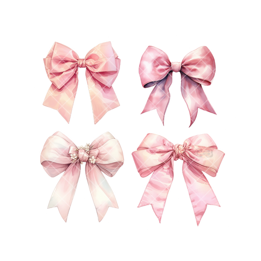 4 Pink Bows PNG