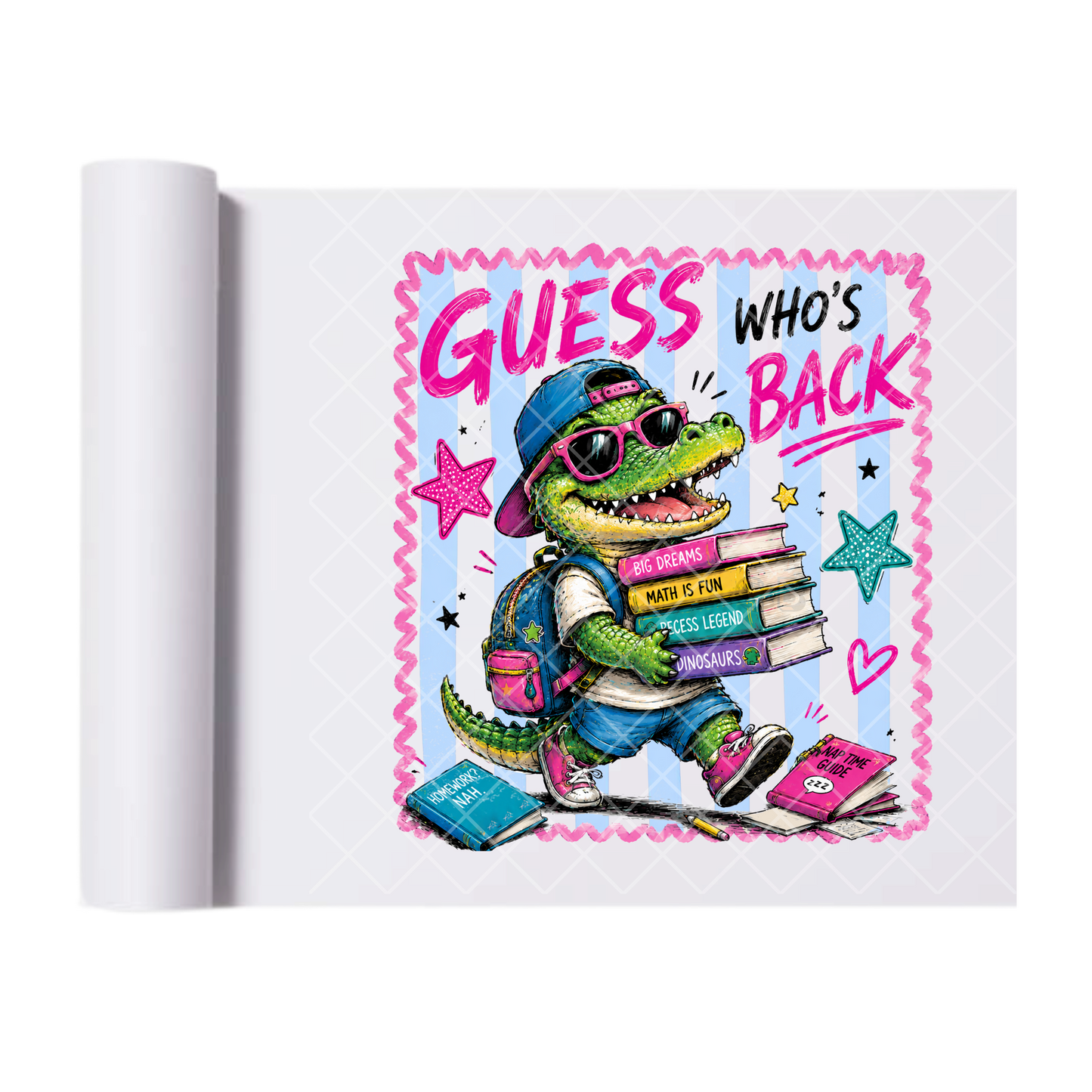 Guess Whose Back Gator - Direct Print Film Transfer for T-Shirts, Cotton, Polyester & Blends - High-Quality Print