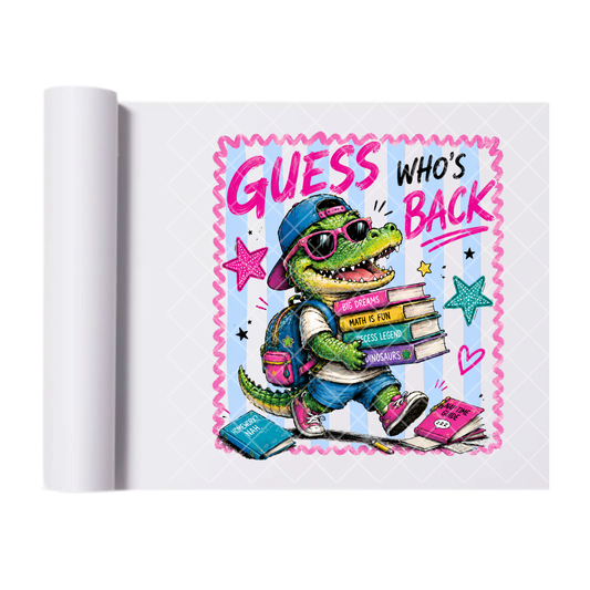 Guess Whose Back Gator - Direct Print Film Transfer for T-Shirts, Cotton, Polyester & Blends - High-Quality Print