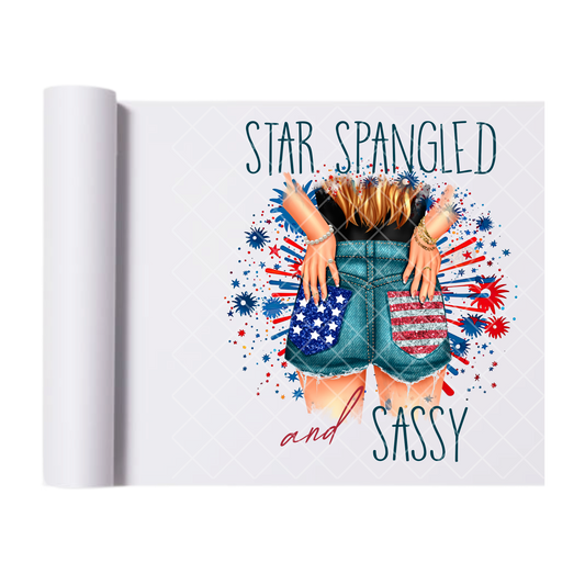 Star Spangled Sassy - Direct Print Film Transfer for Trendy T-Shirts, Cotton, Polyester & Blends - High-Quality Print