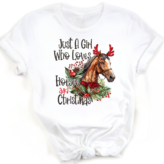Christmas and Horses - Premium Graphic T-Shirt for Casual Wear